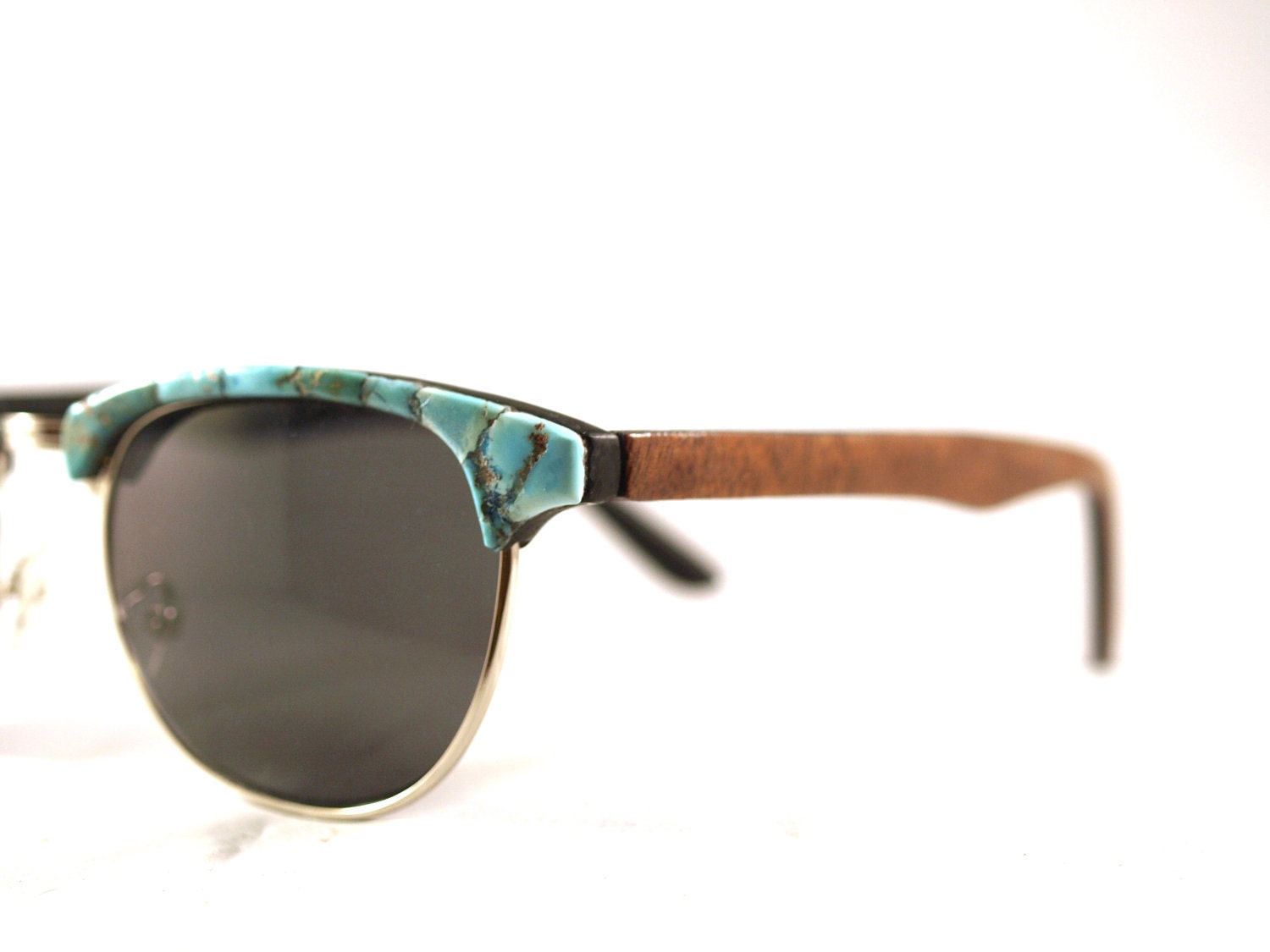 Fawn's Turquoise Faced Sunglasses Clubmaster // Mahogany and Turquoise // no. 1257