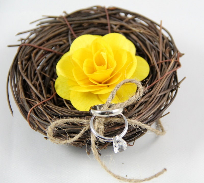 Rustic Birds nest Ring Bearer Pillow Only ONE available - Rusticblend