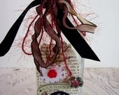 Vintage Decorated Steampunk Bottle, Mixed Media, Altered Art
