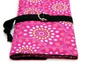SHORT dpn or circular Knitting Needle Organizer Case - Sugar - 24 black pockets