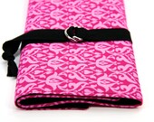 SHORT dpn or circular Knitting Needle Organizer Case - Bianca - 24 black pockets