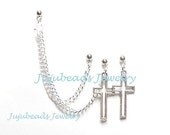 Triple Piercings Stud Cross Charms Earrings