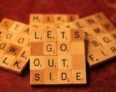 Scrabble Coasters with Recycled Wood Scrabble Tiles And Sturdy Game Board Backing Set Of Four GREAT OUTDOORS - COOLBOYCREATIONS