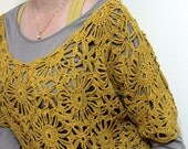 Blouse Mustard Crochet So Chic and Pretty / Spring Fashion  /Holiday Accessories / Fall Fashion - Gift For Her READY TO SHIPPING