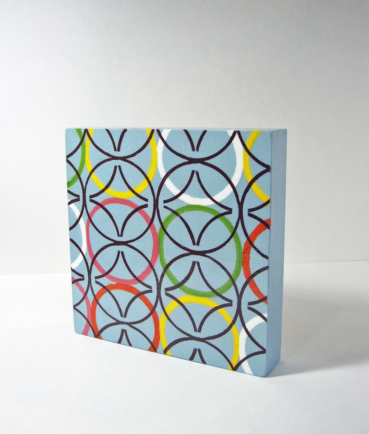 Hand Painted Interwoven Circles Art Block