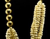 Vintage Carved Bone Necklace and Earrings