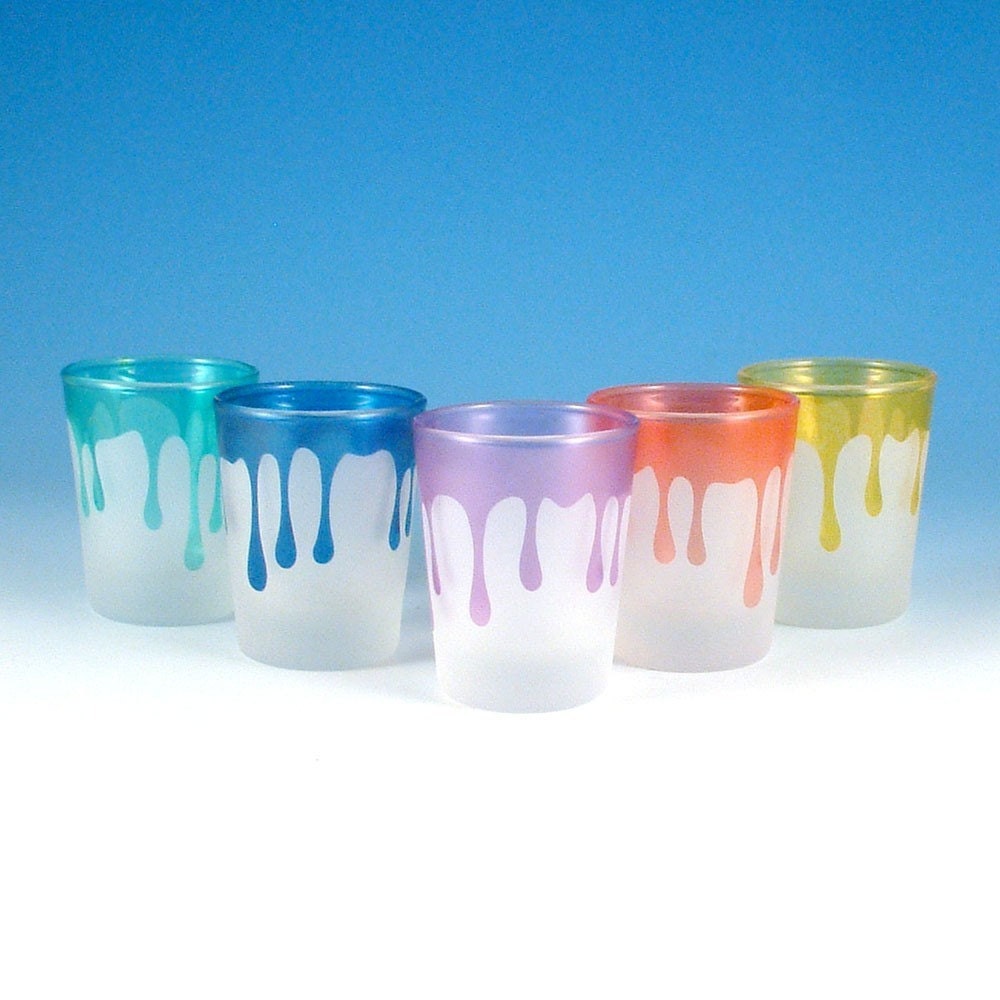 Frosted Shot Glasses with Dripping design - Set of 5 - Custom Painted