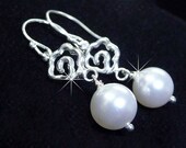Flower Girl Pearl Wedding Earrings, Childrens Earrings, Pearl Earrings, Kids Jewelry, Childs Earrings