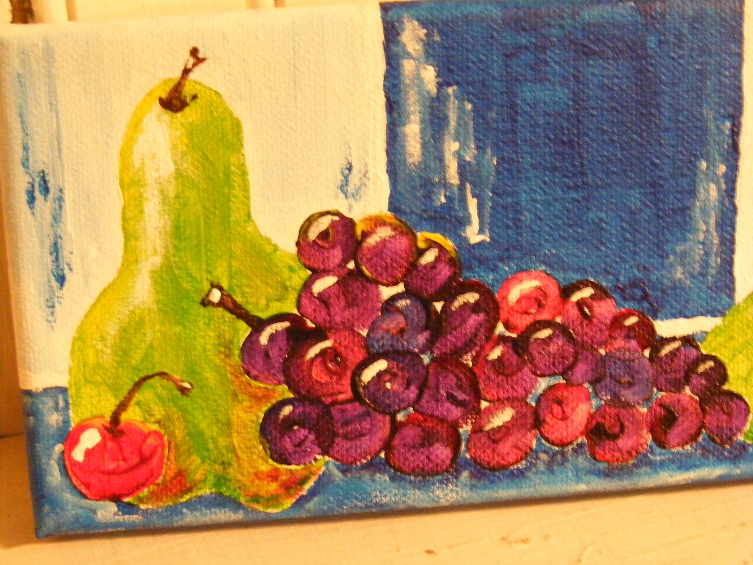 Bounty of the Kitchen-Fruit and Tile-Original Acrylic Painting on Wrapped Canvas