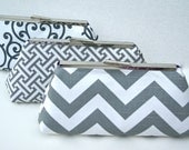 Gray and White Bridesmaids Clutch Set varying shade and patterns of gray Design your own