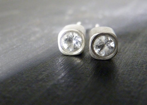 White Topaz Stud Earrings