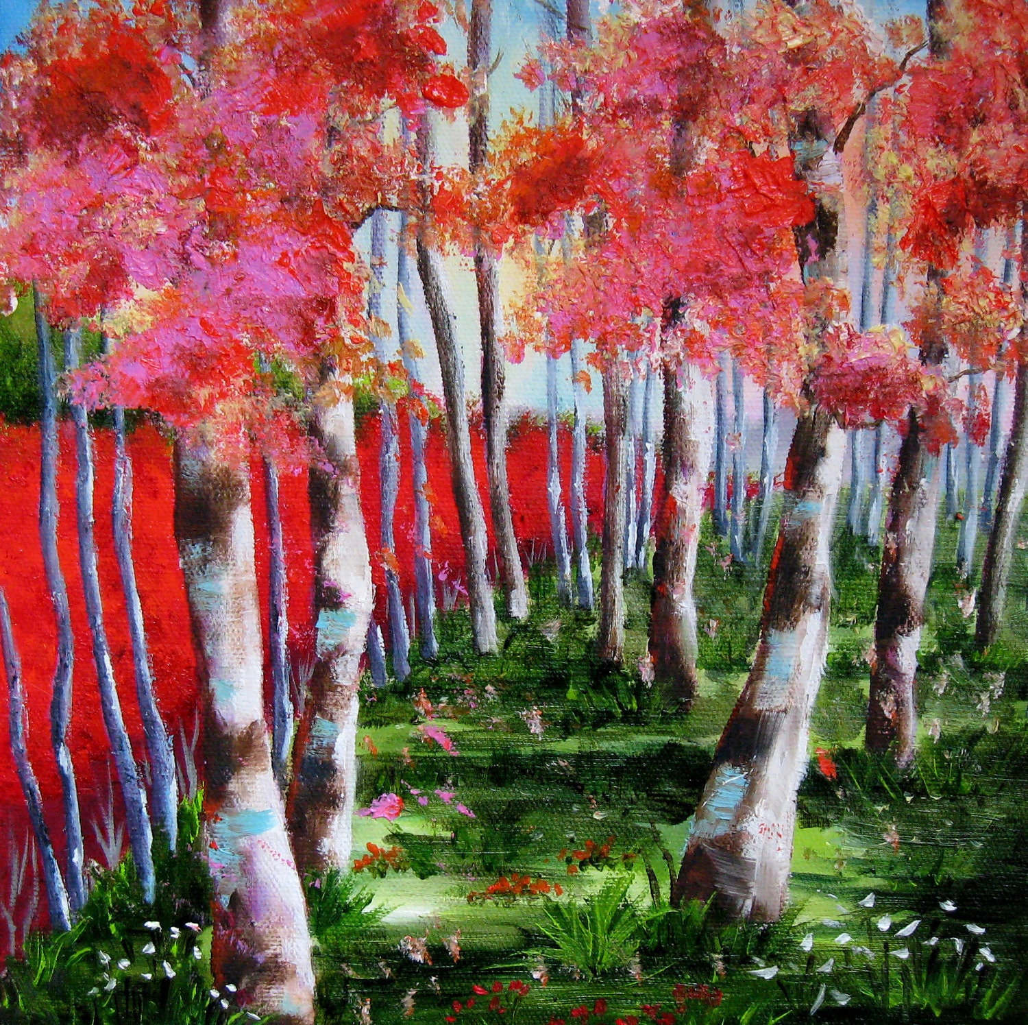 Enchanted Forest, an original trees oil painting by Jo Edwards