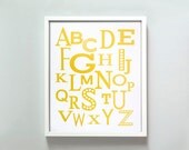 11x14 Modern Alphabet print in yellow