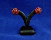 Burgundy Cthulhu Cameo Earrings - Polymer Clay Lovecraft Jewelry