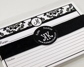 EDIT and Print Recipe Cards Black and White Damask includes personalization- PDF DIY