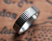 Industrial mens wedding band, coin texture, recycled sterling silver, urban, made to order