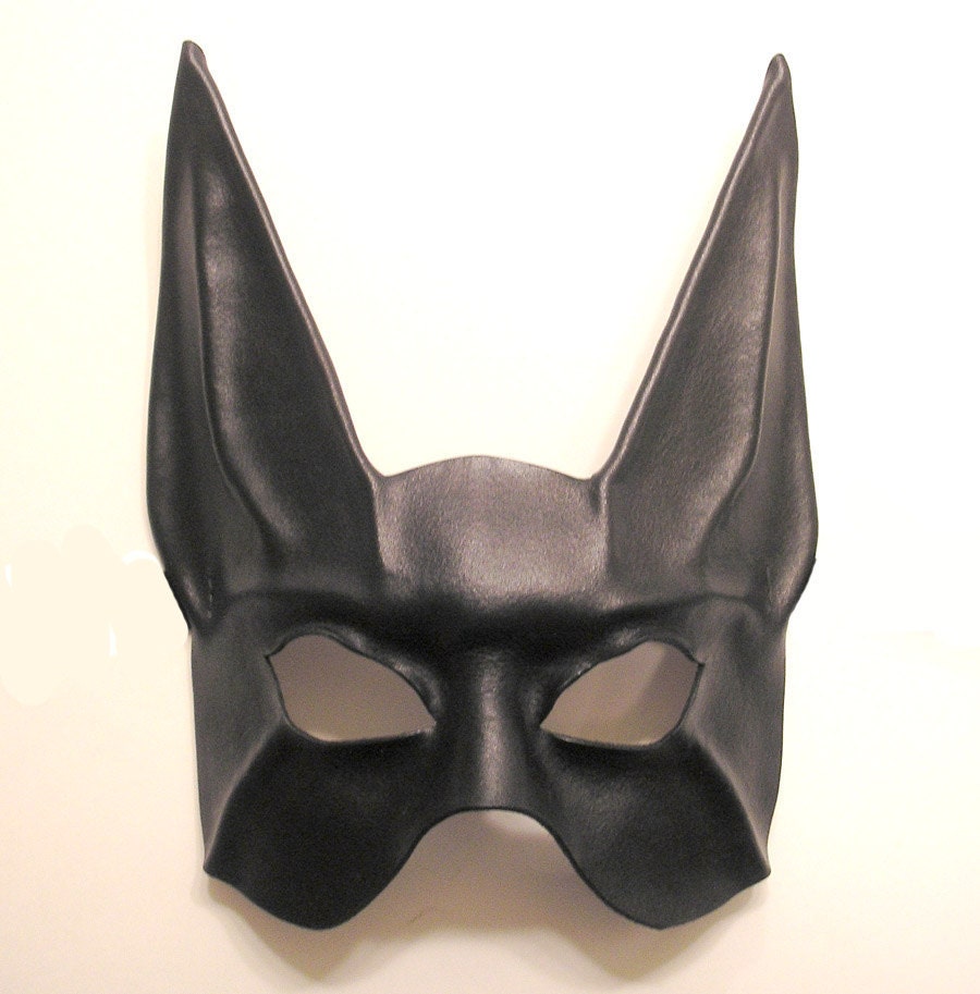 Black Jackal Egyptian God Anubis Leather Mask  Half Face elastic strap