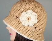 Cloche Hat in Camel and Cream