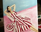 8x10, painting on canvas, vintage, stripes