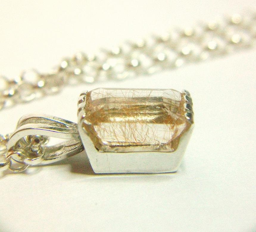 Golden Rutile Quartz Pendant Sterling Venus Hair