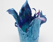 Skyblue handfelted fiber art sculpture for flowers - ArianeMariane
