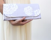 Purple Clutch with Dandelions for Wedding or Bridesmaids