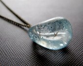 Beryl Blue Iridecent Ice Flake Quartz Large Nugget Necklace...Glacier