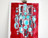 Cameos - americana victoriana: red white and blue print on recycled paper, 8x10