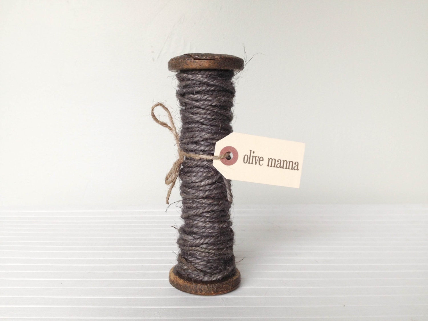 Hand Dyed Jute on a Vintage Spool - GRAY