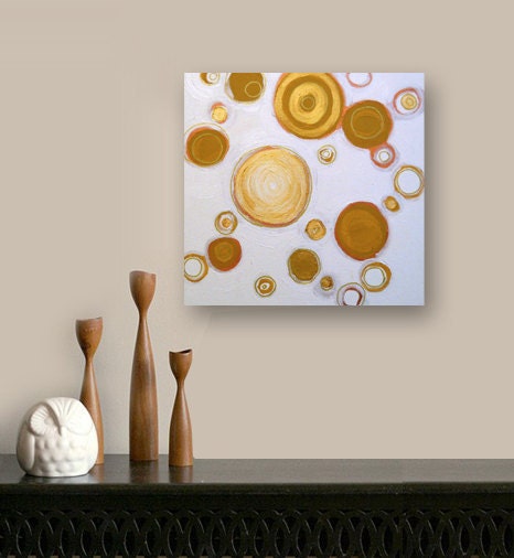 PENNiES FROM HEAVEN original abstract modern painting - gallery fine art - contemporary interior design - ooak home wall decor - gold