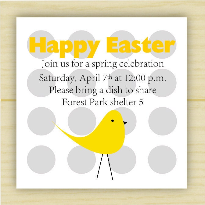 Gray polka dot yellow birdie invite (set of 10) Il_170x135
