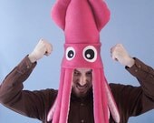 Large Plush Squid Hat - Hot Pink