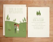 Illustrated Wedding Invitation Set - Custom Couple - Cecil & Elliot
