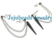 Gunmetal Spikes Double Piercing SET