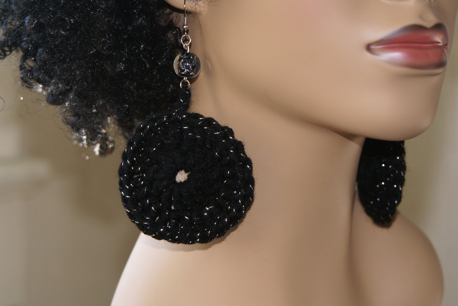 Crochet Earrings- Black