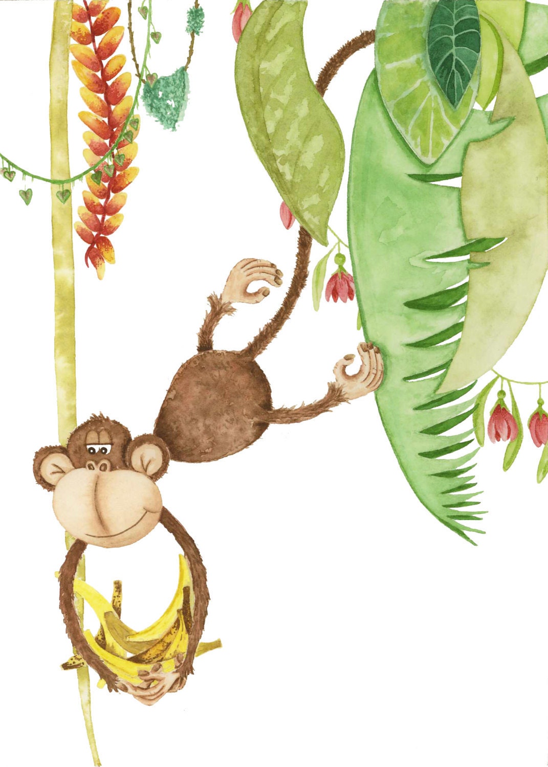 Monkey Print, Fine Art Giclee Print, Illustration
