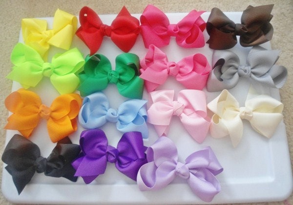 1.00 Hair Bows with BONUS Headband, LOT of 15 Pinwheel Hair Bows, Boutique Quality  Handmade Bows  Baby/Toddler/Girl Bows Choose Colors