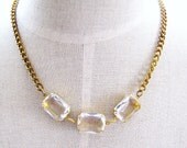 Vintage Clear Rhinestone Special Occasion Statement Necklace - The Allete