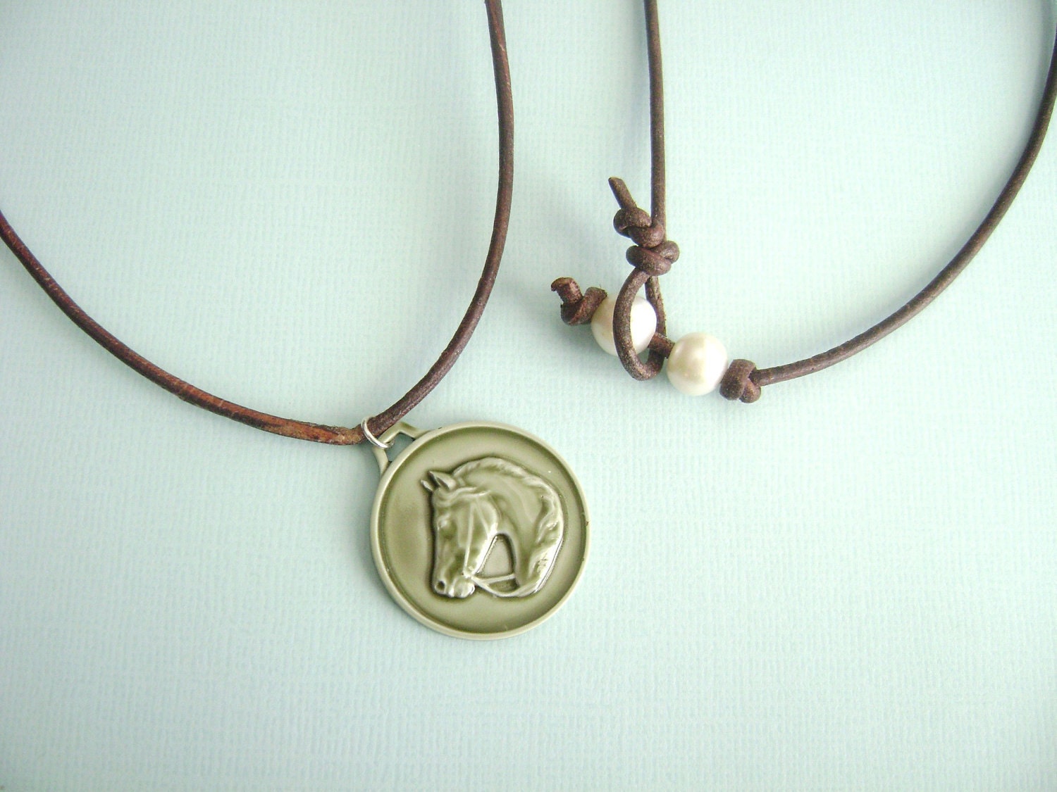 Leather Equestrian Horse Pendant Necklace