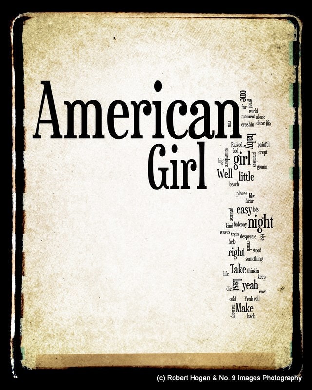 American Girl Lyrics - Tom Petty Art - Word Cloud Art Print - Gift Idea