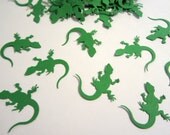 50 Green Gecko Lizards Paper Piecing Embellishments Confetti Cutouts Table Scatter