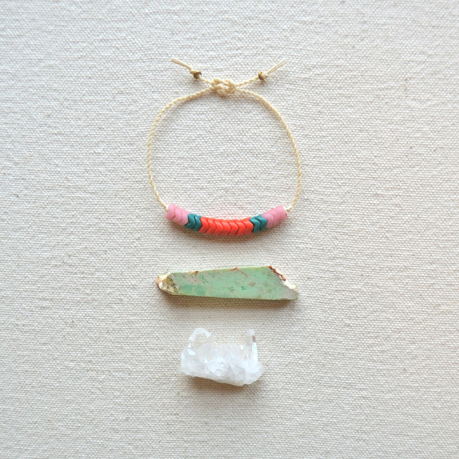 Warrior Bracelet- Hand Braided Linen and Antique Snake Beads