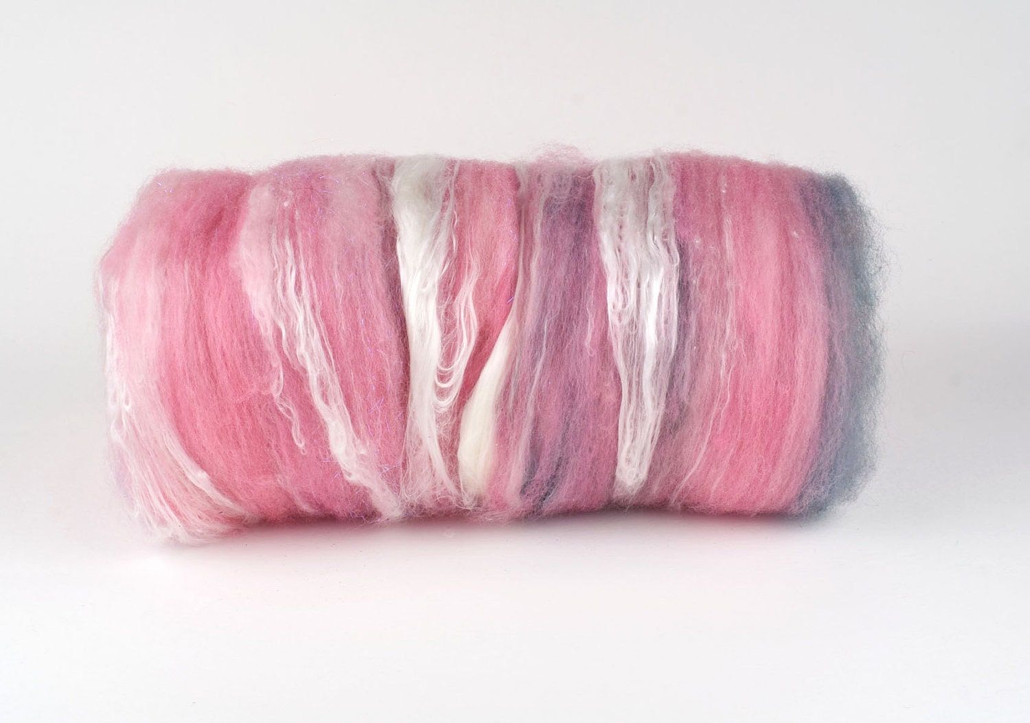 Drum Carded Fiber Batt for spinning or Felting. Pink BFL. Barbie Party, by WoolWench