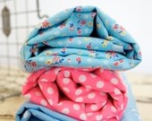 Vintage Blue and Pink Fabric Bundle of Three / 4 2/3 yards Altogether