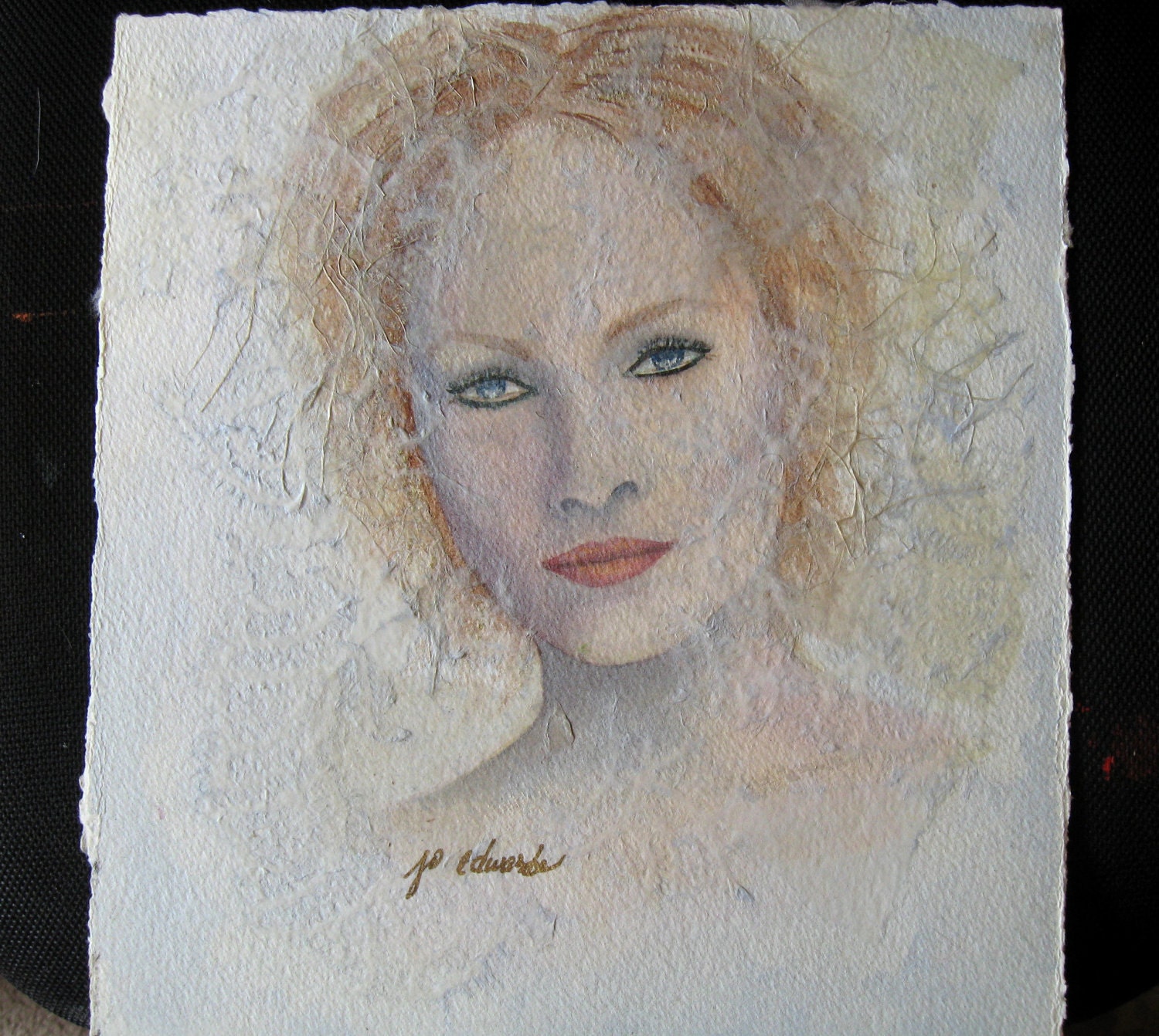 Whisper Portrait, an original Watercolor/Collage by Jo Edwards