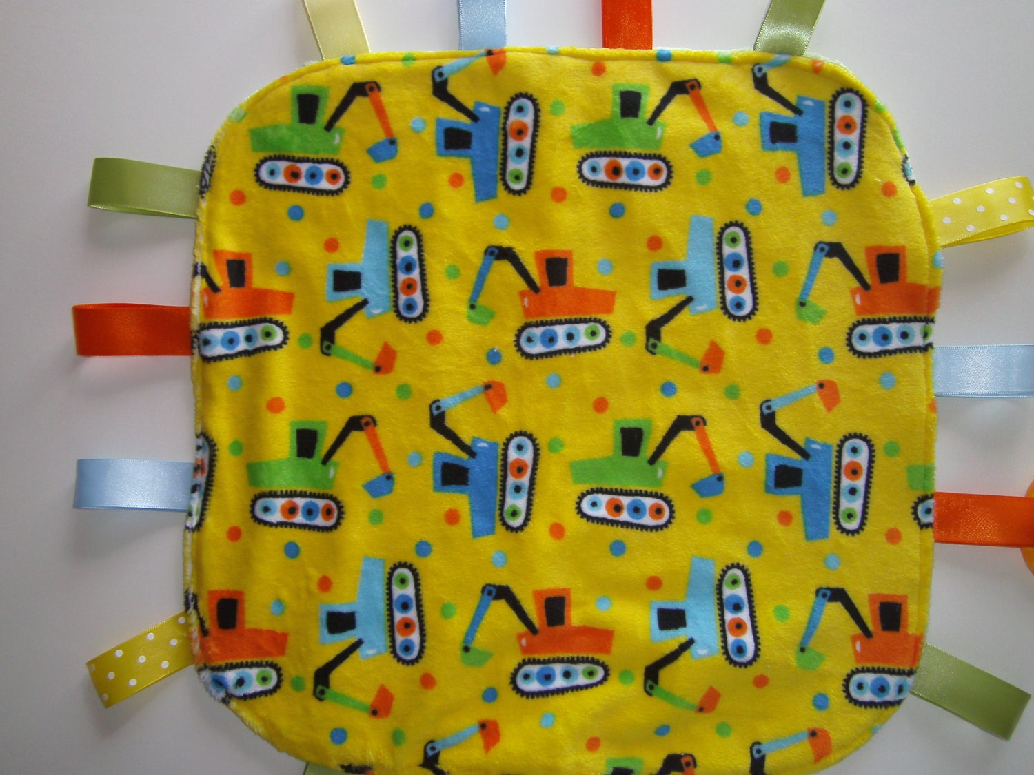 Tag Blanket, Construction Backhoes, Boys, Yellow