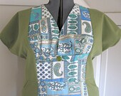 Slimuette Dress - plus size - green and print vintage fabrics - 53B-47W-57H