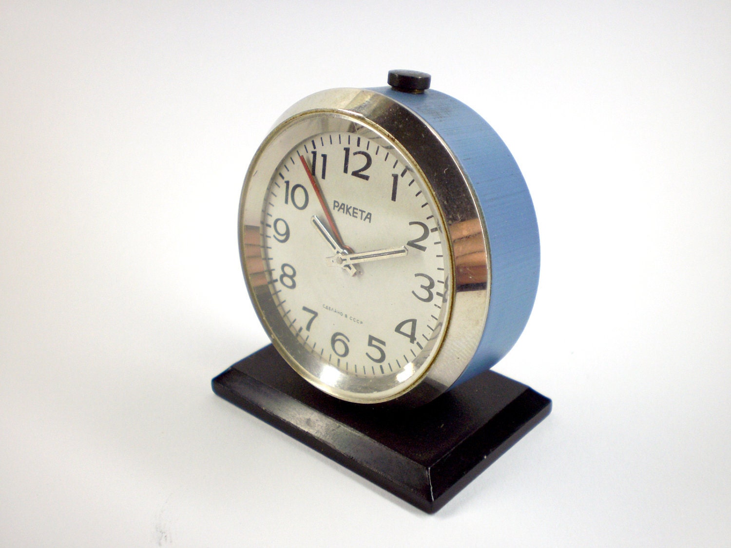 Vintage Raketa mechanical alarm clock from Soviet/Ussr
