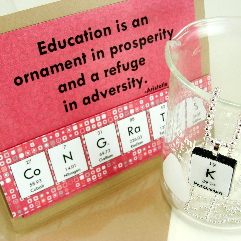 Geeky Grad Card with Necklace - Dark Pink