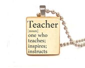 TEACHER  dictionary definition  scrabble tile  pendant , Teacher pendant , teacher necklace